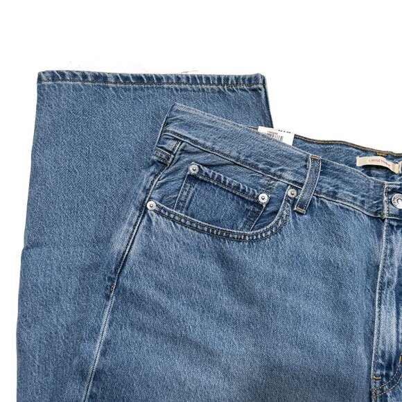 Levis Premium Big E Premium Jeans 33 x 30 Womens Blue NWT Loose Straight Denim - Picture 4 of 16